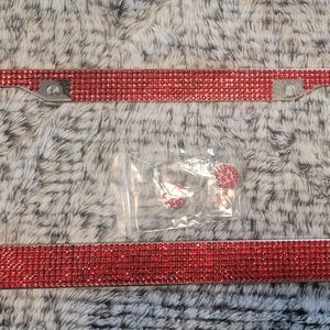 Red Rhinestone License Plate Frame Set